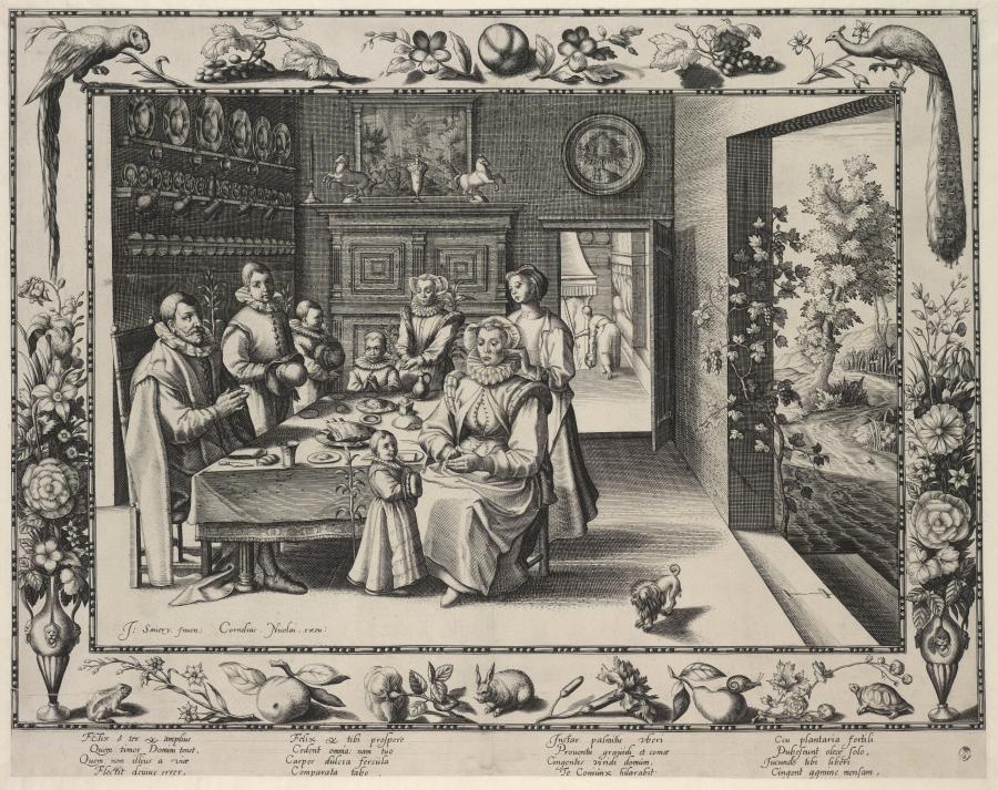 Family Seated at a Table Saying Grace