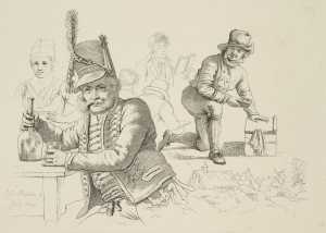 study-sheet-with-a-drinking-hussar-and-a-shoeshiner