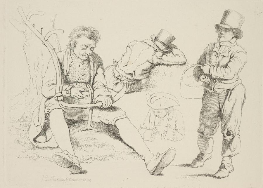 Study Sheet with a Mower Sharpening his Scythe