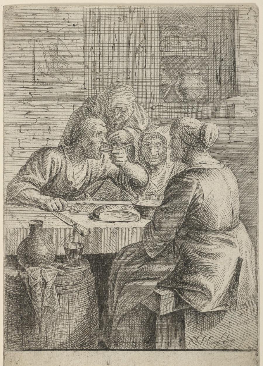Three Old Women at a Table, Eating