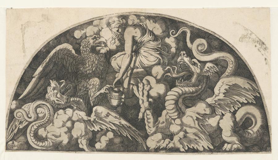 Jupiter vermomd als adelaar brengt het water van de Styx naar Psyche