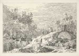 berglandschap-met-koets-op-een-brug
