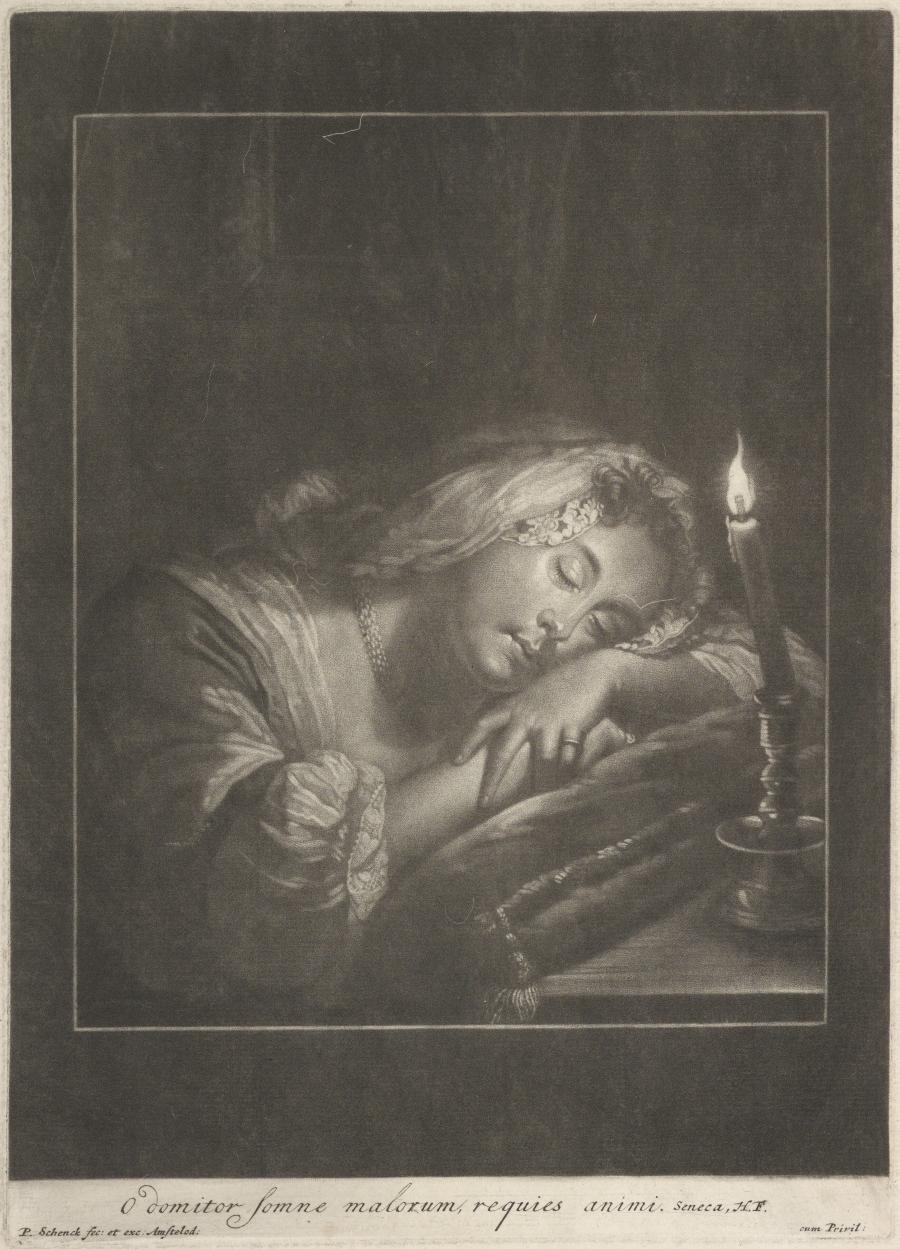 Girl Dozing by a Candle