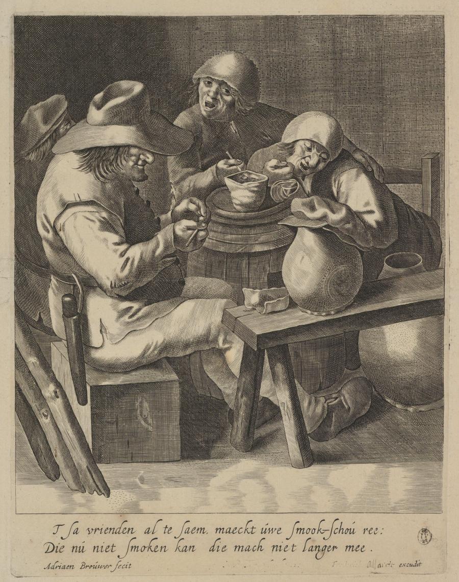Four Peasants Sitting round a Cask