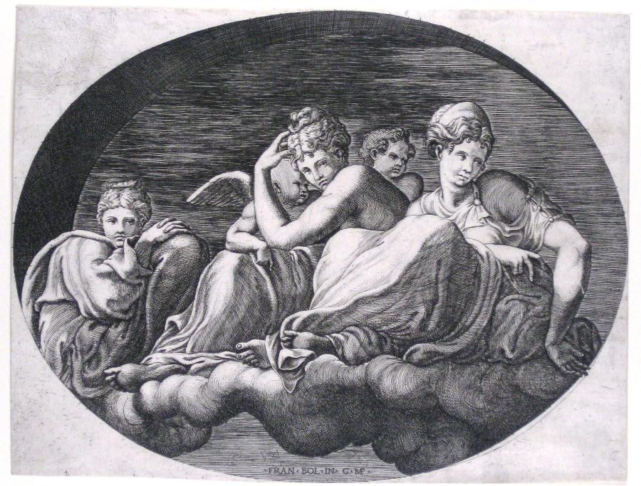 Venus, twee godinnen en twee putti