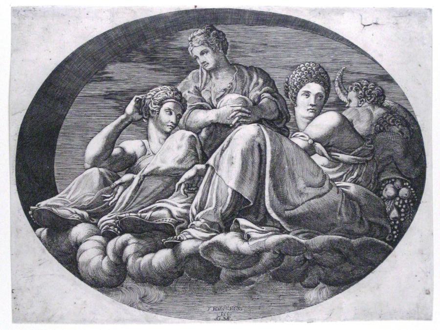 Ceres met twee godinnnen en twee putti