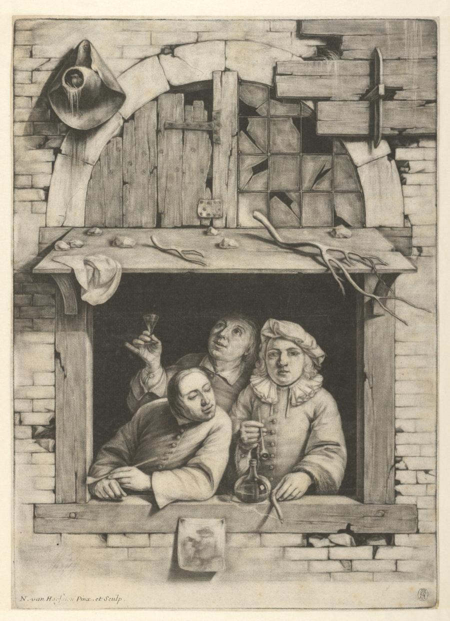 Two Smokers and a Drinker at a Window
