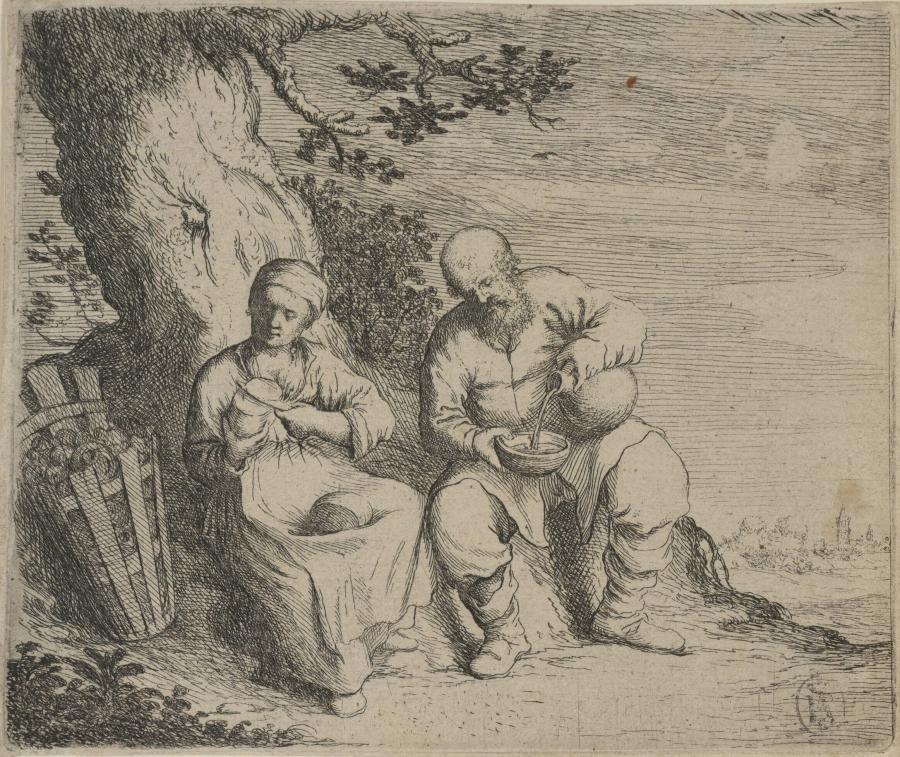 Peasant Couple Sitting under a Tree
