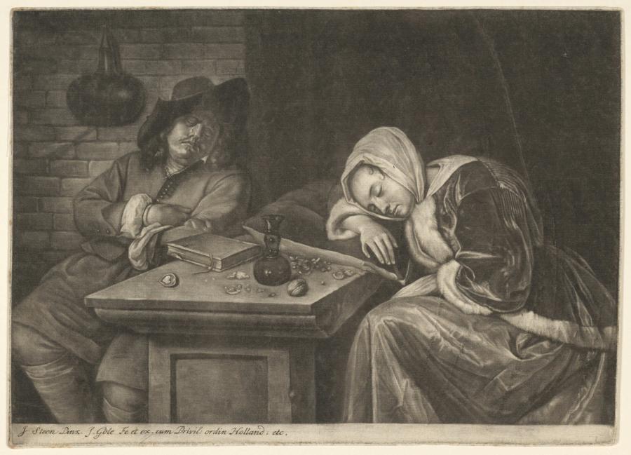 The Sleeping Couple at a Table