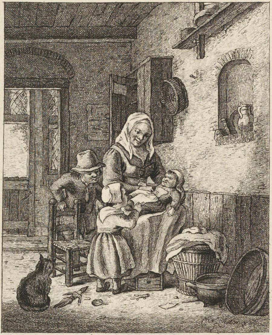 Interior with a Woman and three Children