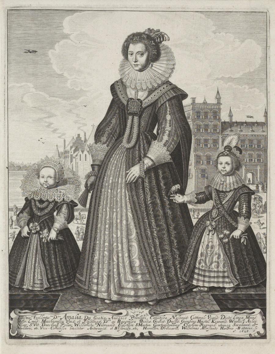 Portrait of Amalia, Princess of Solms, with Prince William and Princess Louise-Henriette