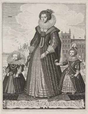 portret-van-amalia-van-solms-met-willem-ii-en-louise-henriette-voor-het-binnenhof-in-den-haag