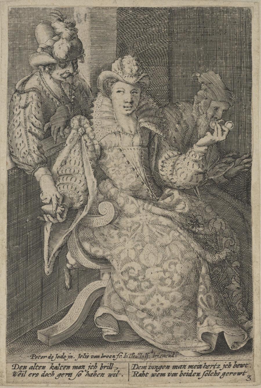 Young Woman Seated between an Old Man and a Gentleman