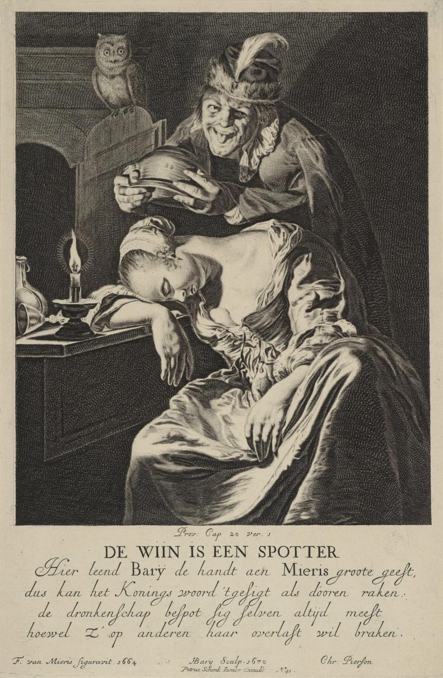 A Maid, Sleeping at a Table, Behind her a Man
