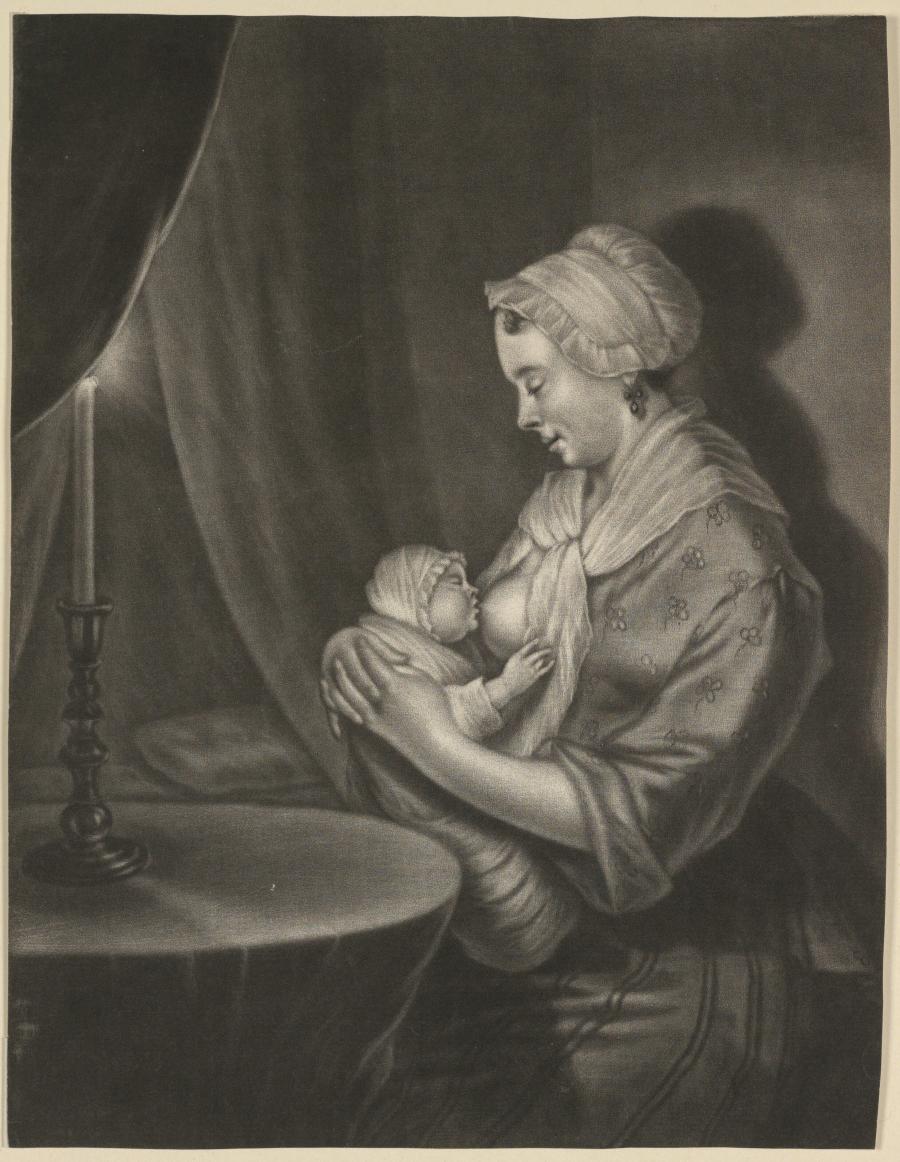 Zogende vrouw bij baker