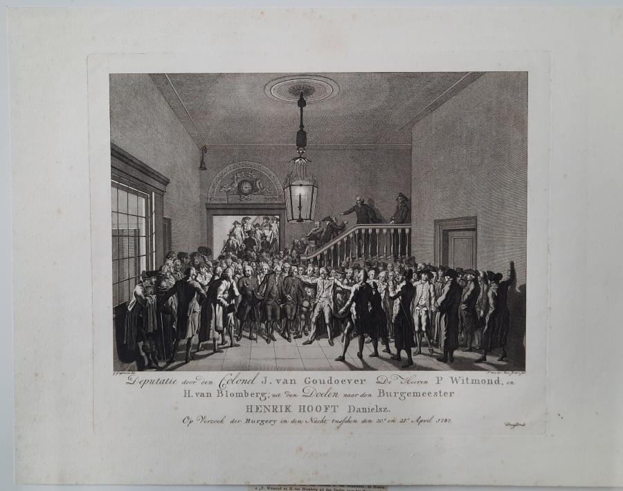 Embassy by Colonel J. van Goudoever Messrs P Witmond, and H. van Blomberg; from the Doelen to the Mayor Henrik Hooft Danielsz. At the request of the Burgery on the night between the 20th. and 21st. April 1787