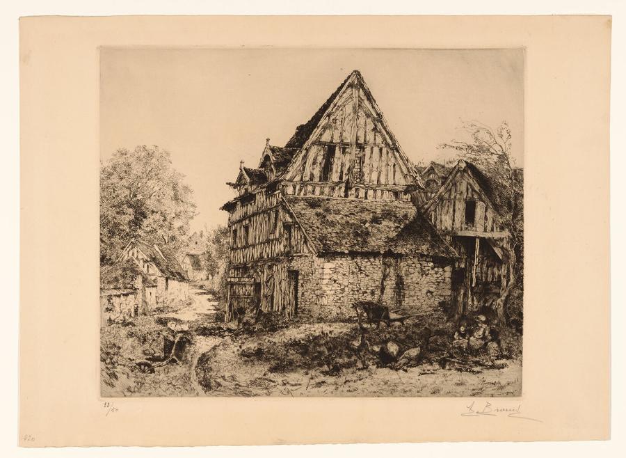Chemin de village avec chaumiere