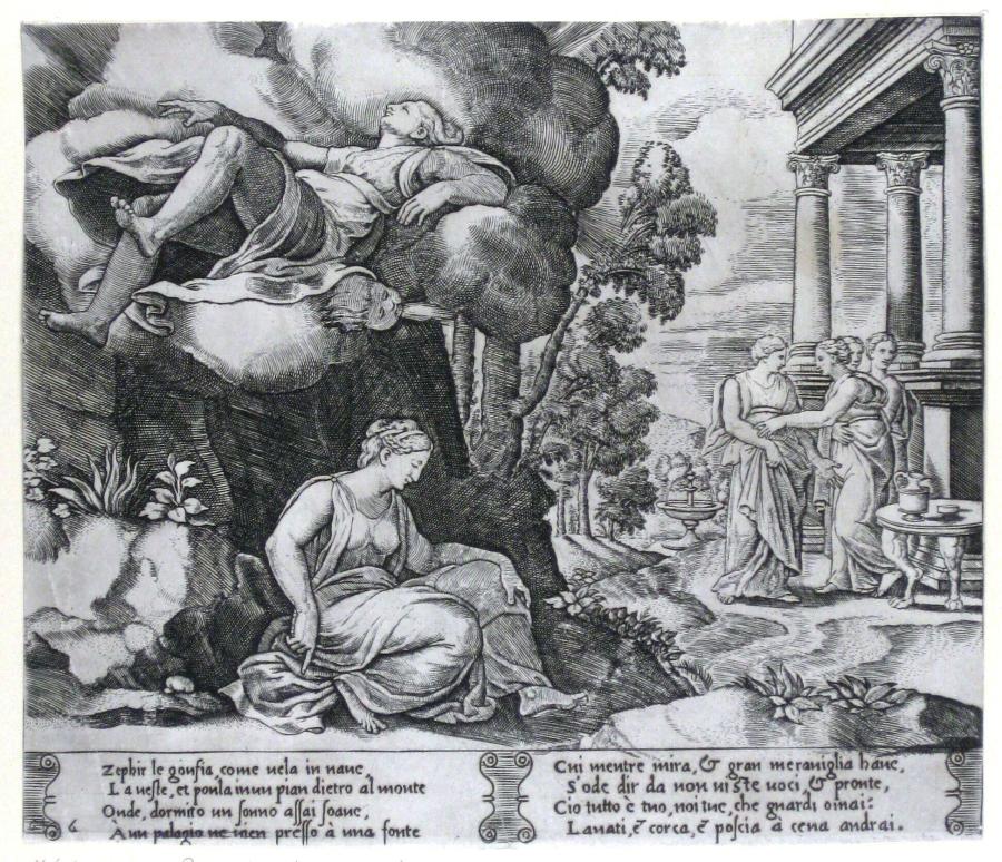 Zephyrus draagt Psyche naar een betoverd paleis