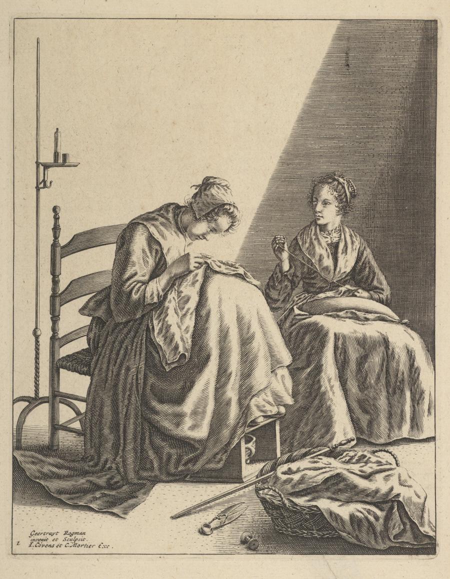 Twee naaiende vrouwen