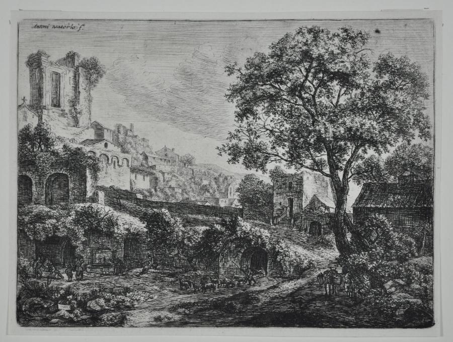 Ruïne bij de ingang van een stad