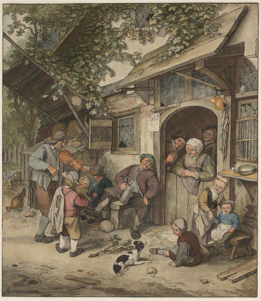 De vioolspeler voor de herberg