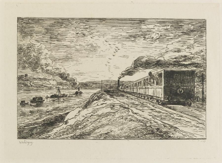 Voyage en Bateau. Croquis à l'Eau Forte par Daubigny