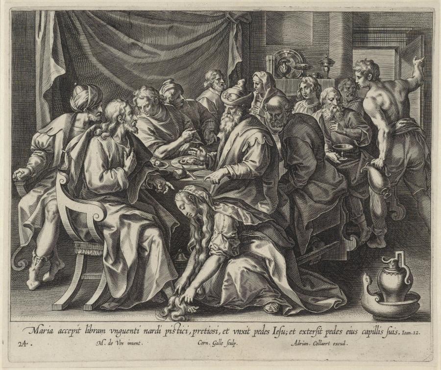 Maria Magdalena zalft de voeten van Christus