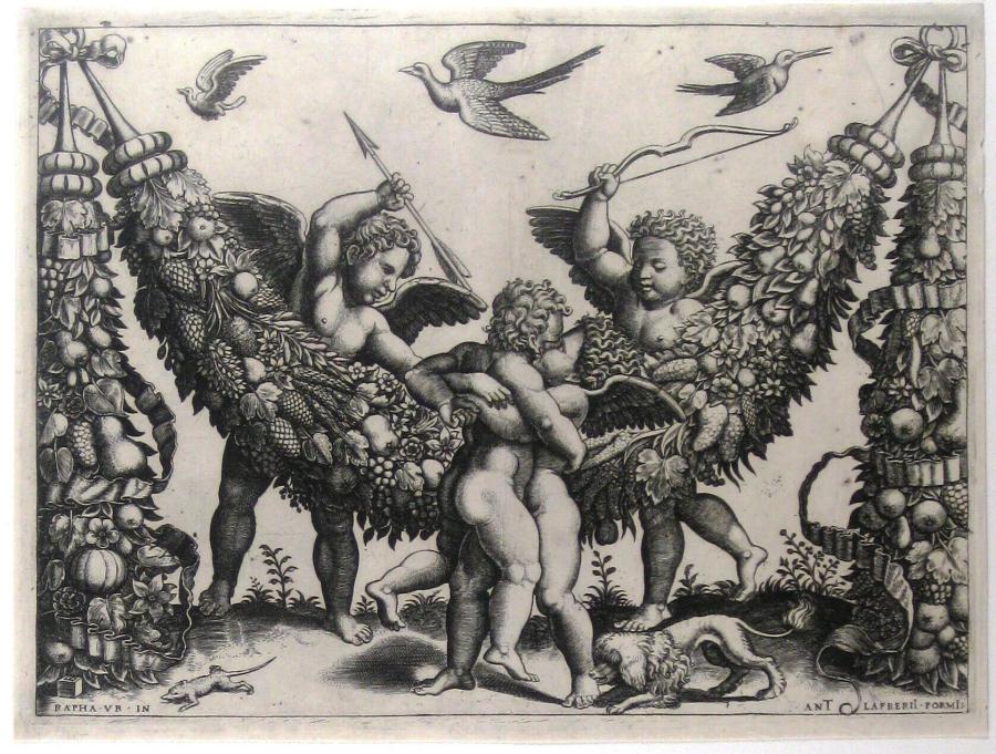 Two Putti Striking Another Who Is Squeezing a Child