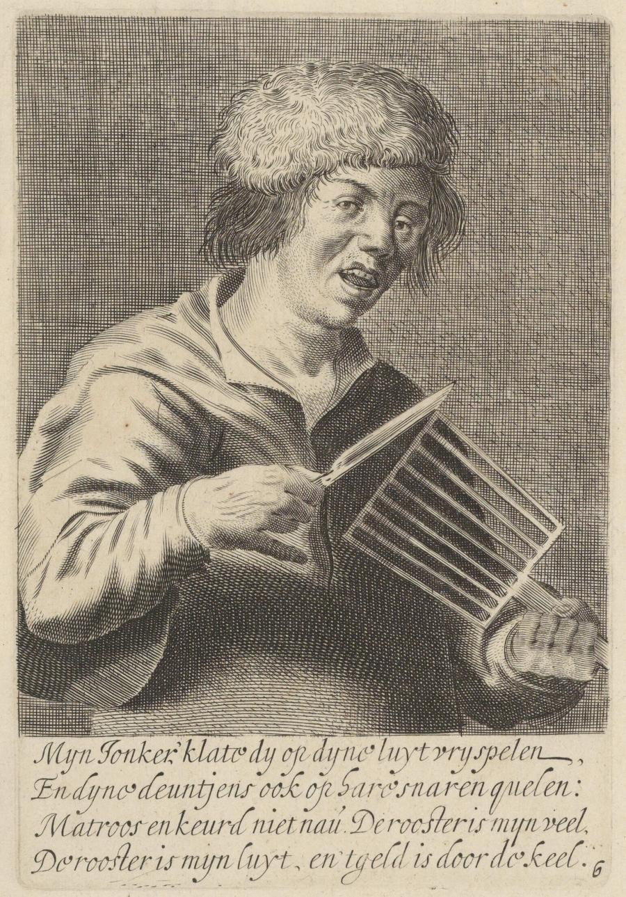 Young Man Playing a Mock Instrument, a Gridiron