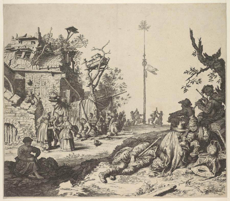 The Resting Gipsy-Family in Front of a Ruined Inn