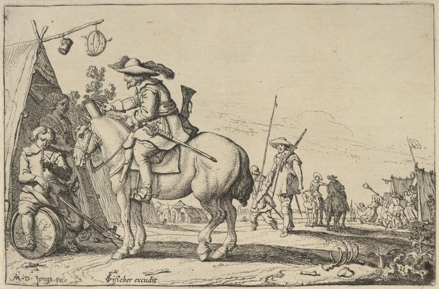 A Camp, to the Left a Horseman and Cantine Woman