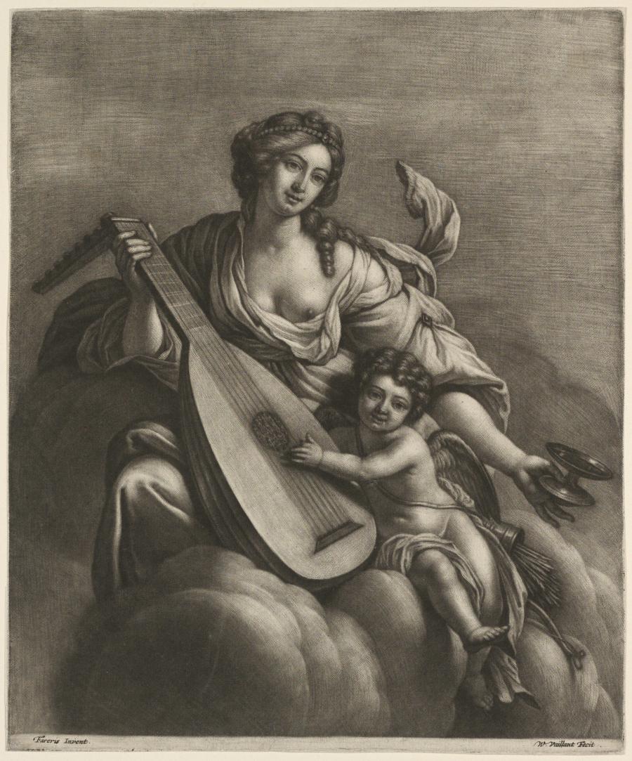 Hebe en Cupido op een wolk