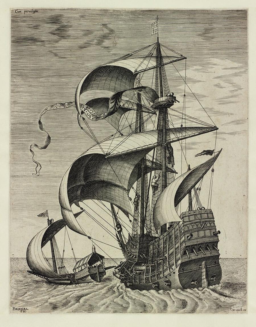Armed Three-Master on the Open Sea Accompanied by a Galley