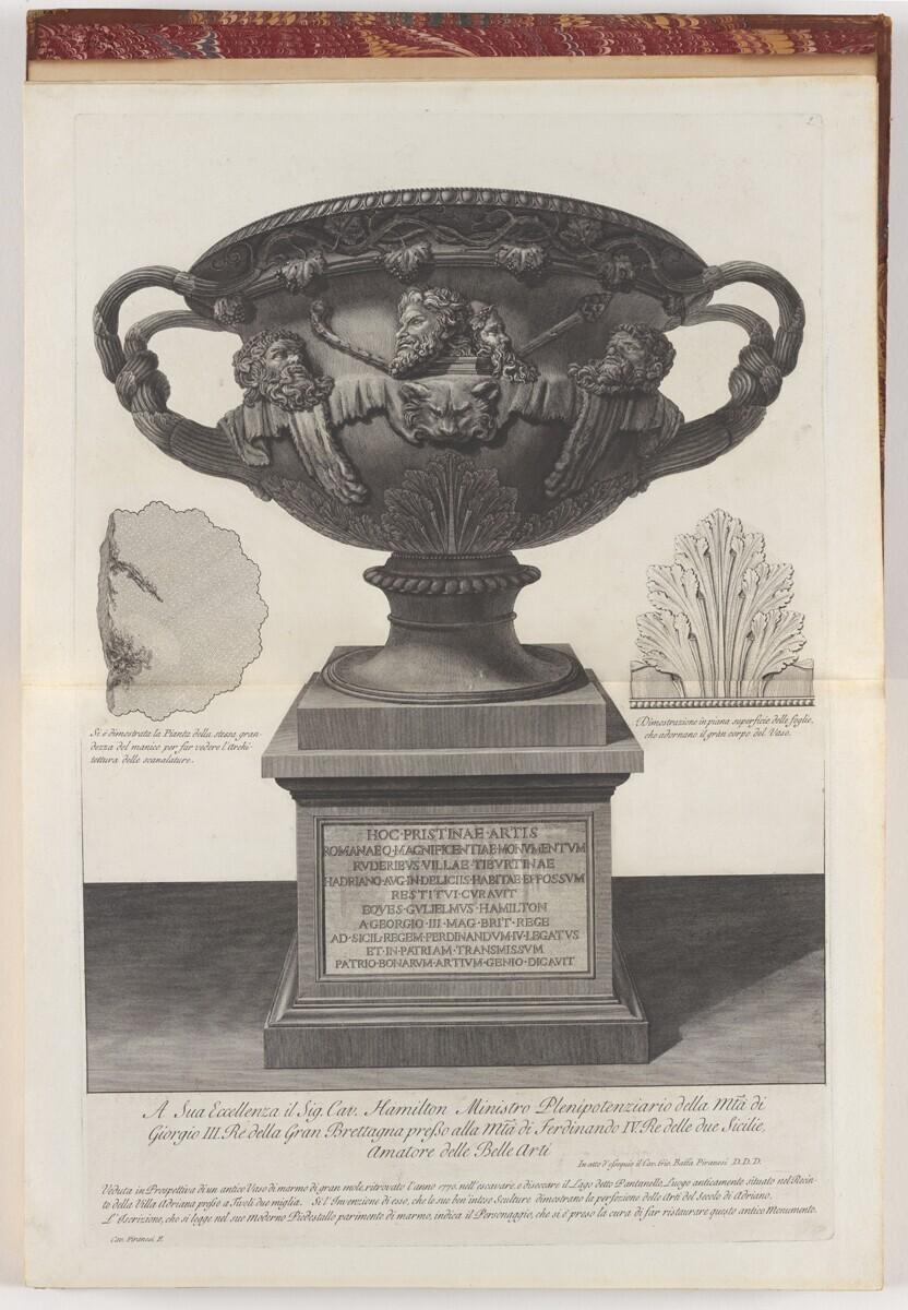 Veduta in Prospettiva di un antico Vaso di marmo di gran mole, ritrovato l'anno 1770