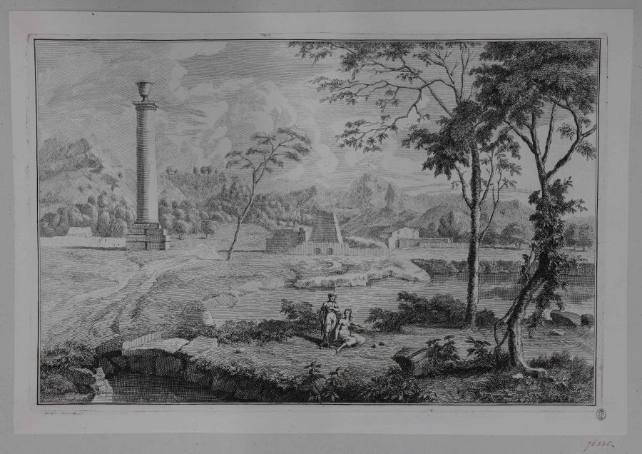 Landscape with Two Women and a Column with Vase on the Left
