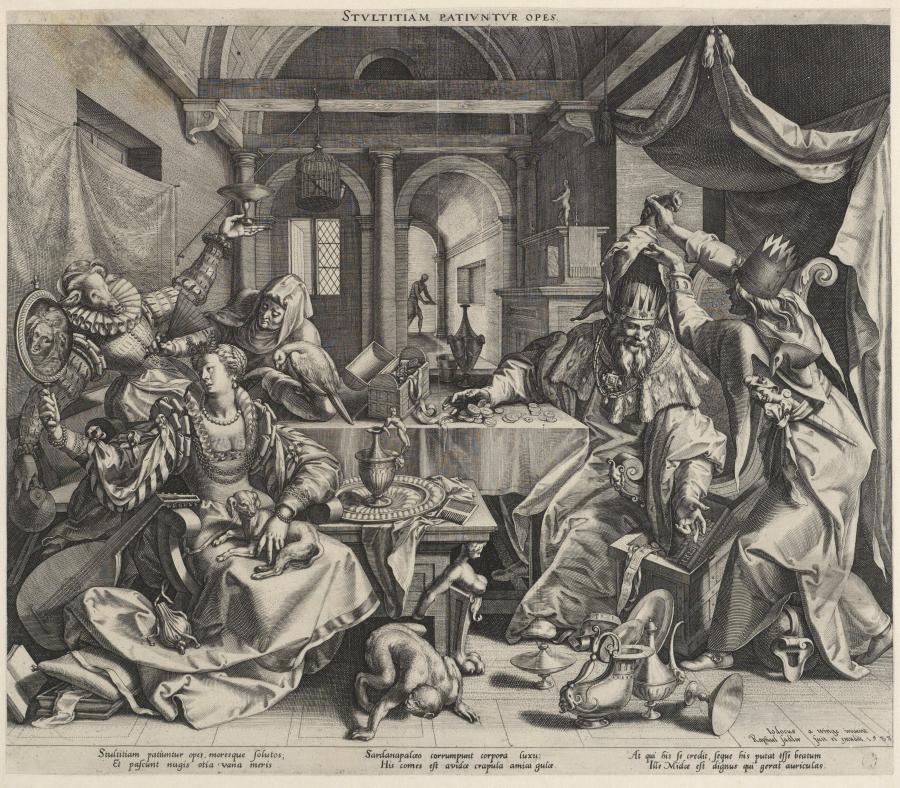 Allegorie op de domheid, rijkdom, wellust en vraatzucht