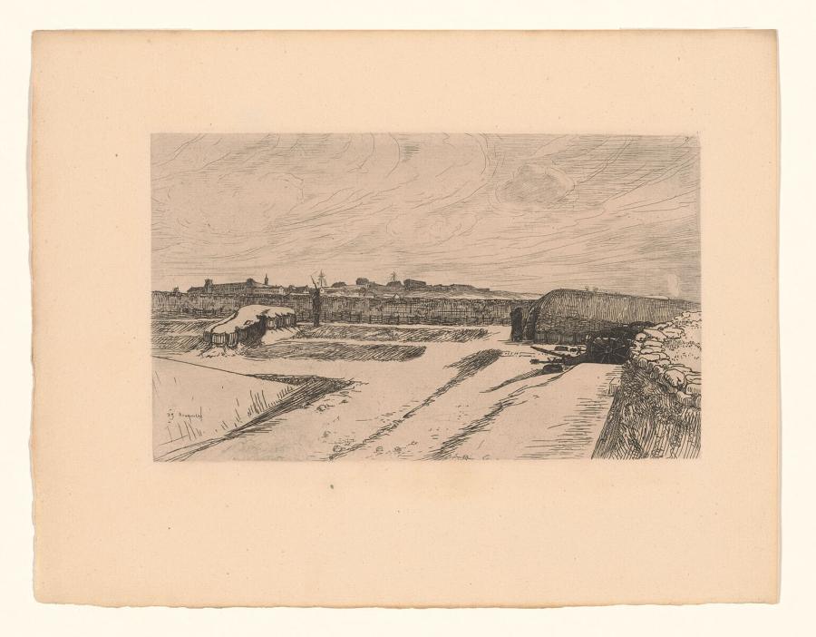 Fort Bicêtre en schans Hautes-Bruyères bij Parijs in de sneeuw