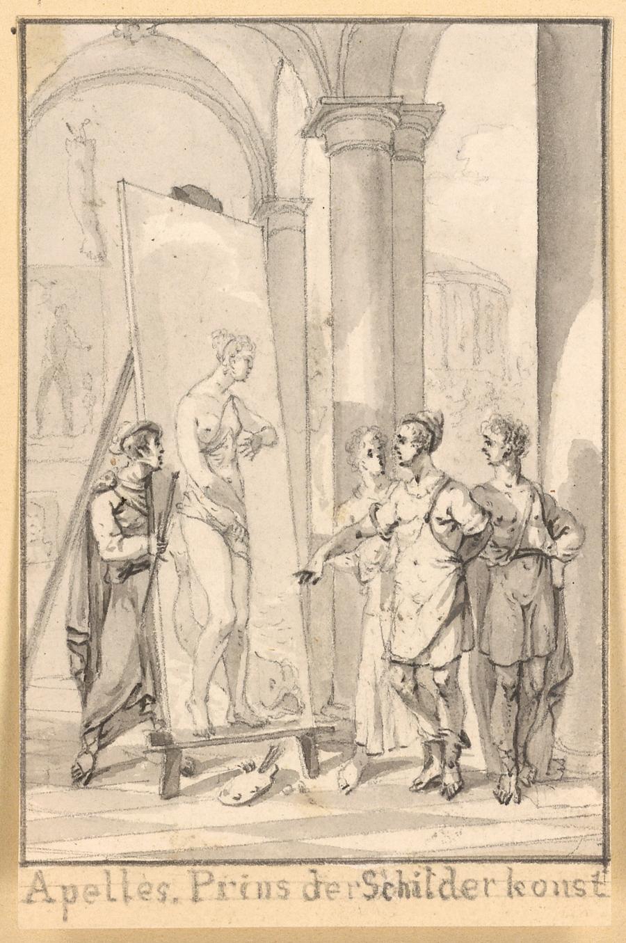 Apelles, Prince of the Art of Painting (Design for a book illustration for Jacobus Kok's Vaderlandsch Woordenboek)