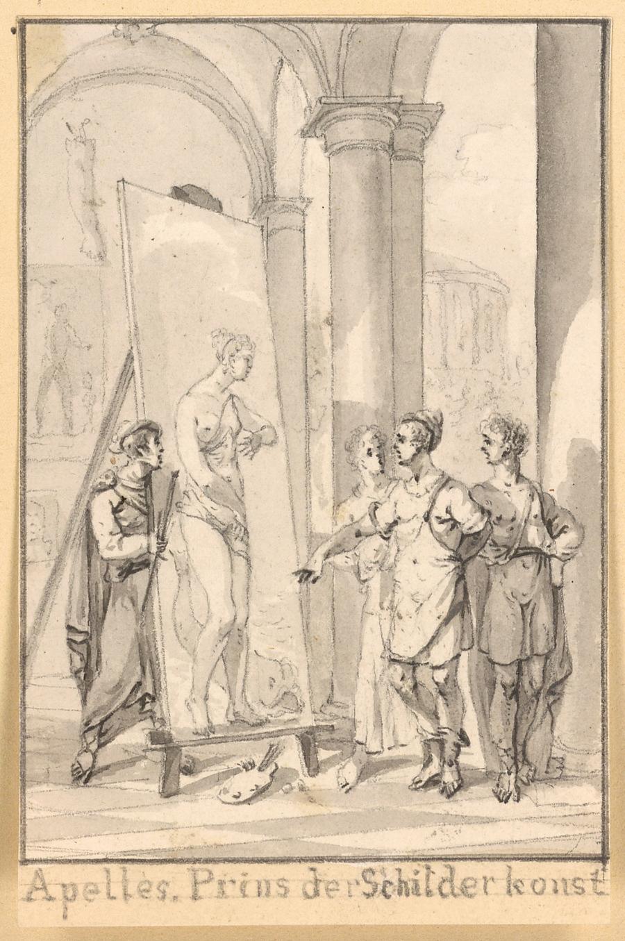 Apelles, Prince of the Art of Painting (Design for a book illustration for Jacobus Kok's Vaderlandsch Woordenboek)