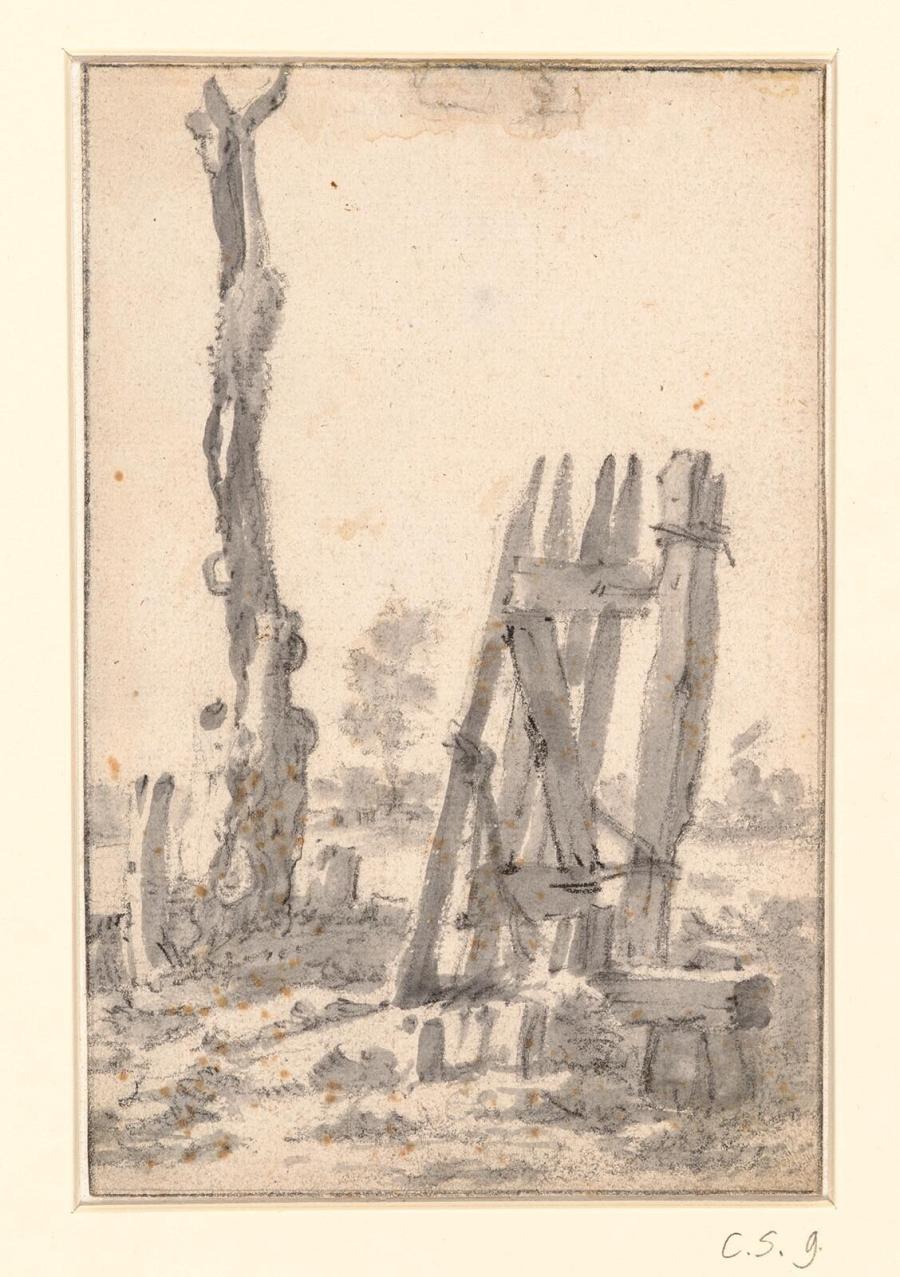 A Fence near a Barren Trunk