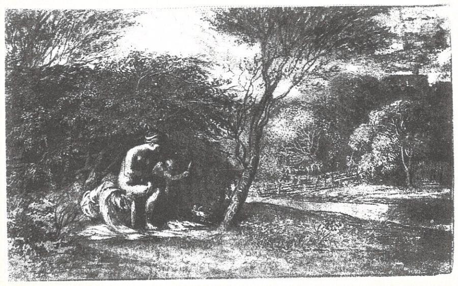 Avondlandschap met Venus en Cupido