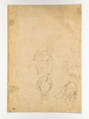 two-figures-a-fortified-town-and-a-female-head