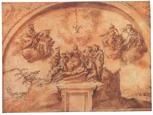 design-for-a-wall-decoration-with-the-lamentation-and-st-john-the-evangelist-st-luke-st-mark-and-st-matthew-a-crucifiction-and-an-allegory-of-justice