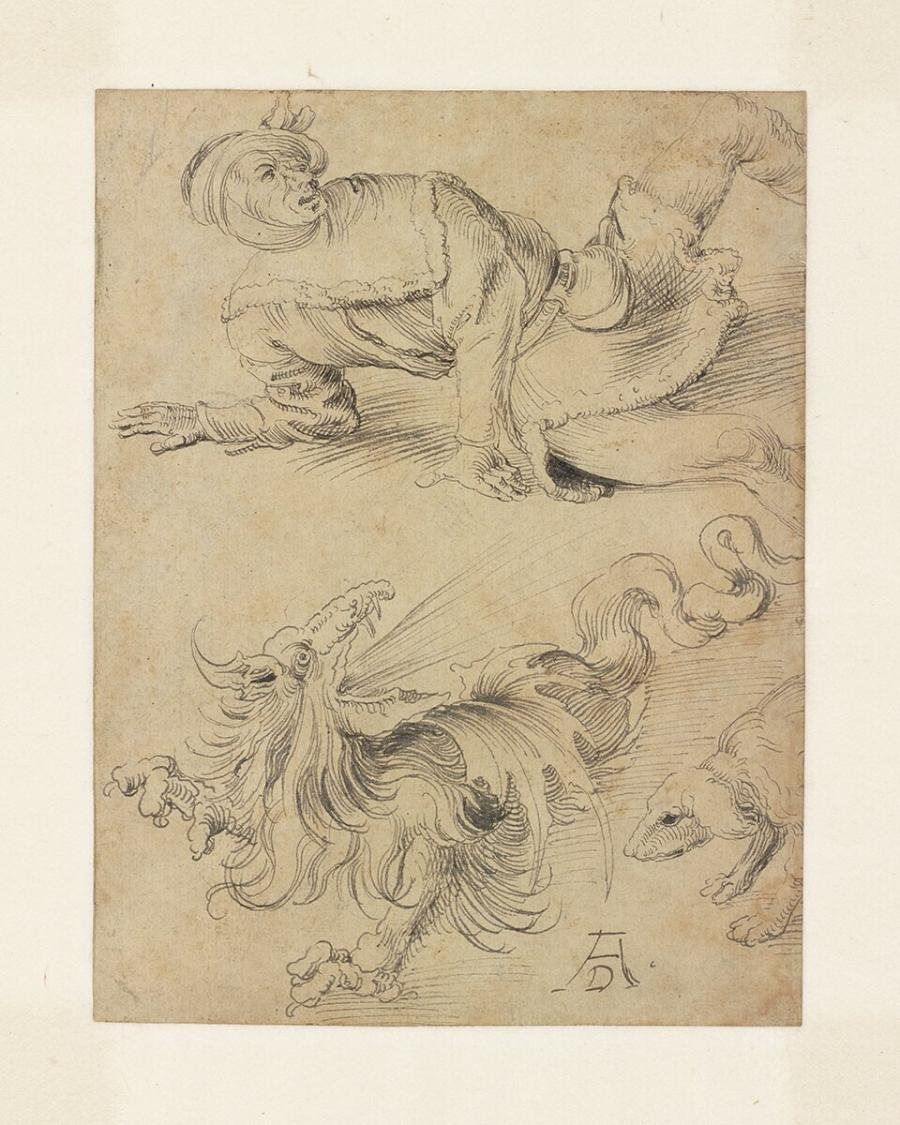 Studies van een gevallen man, een draak en een hond (fragment)