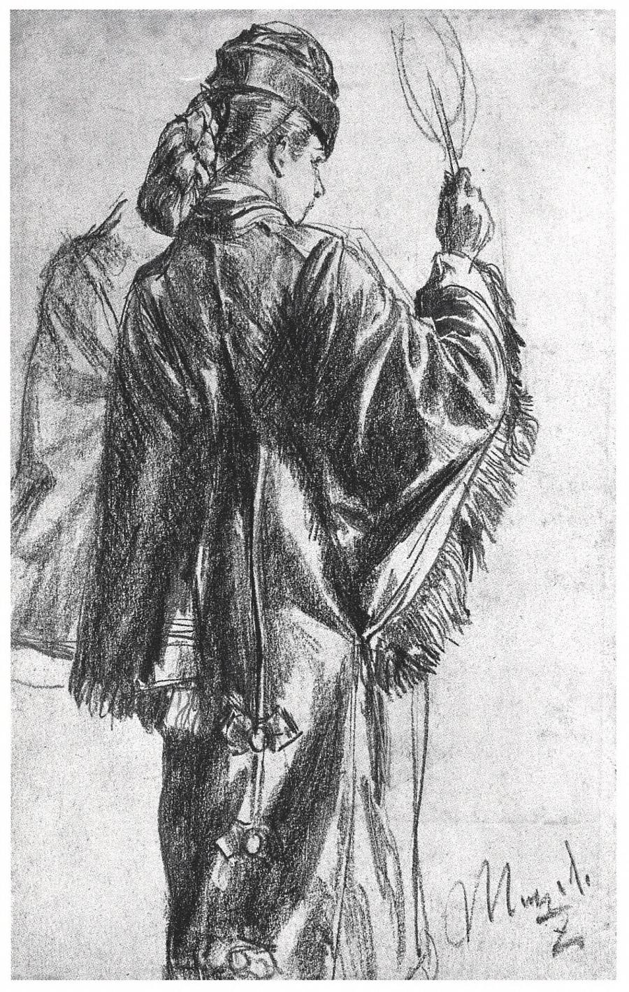 Young Standing Lady with a Fan, Facing Right