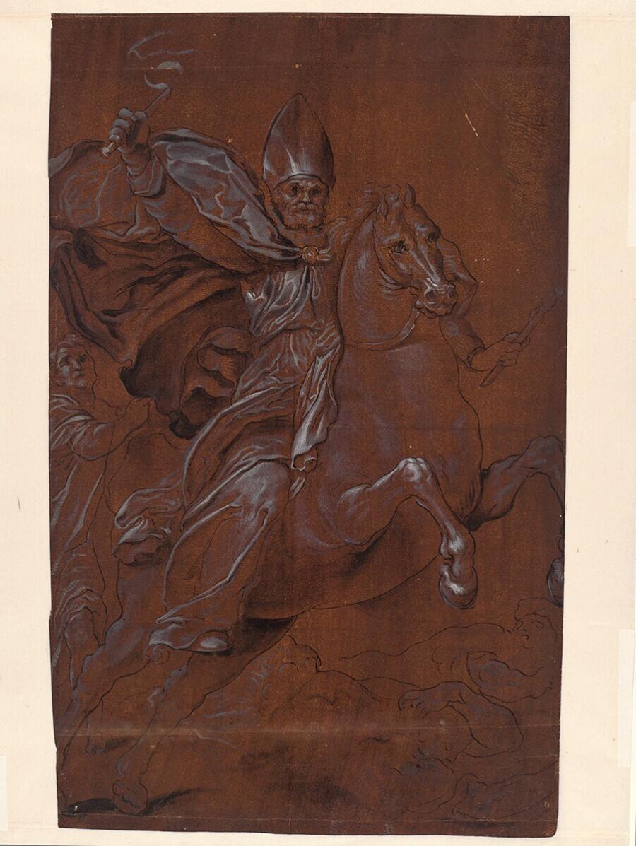 St Ambrose on Horseback Driving Away the Arian Heretics