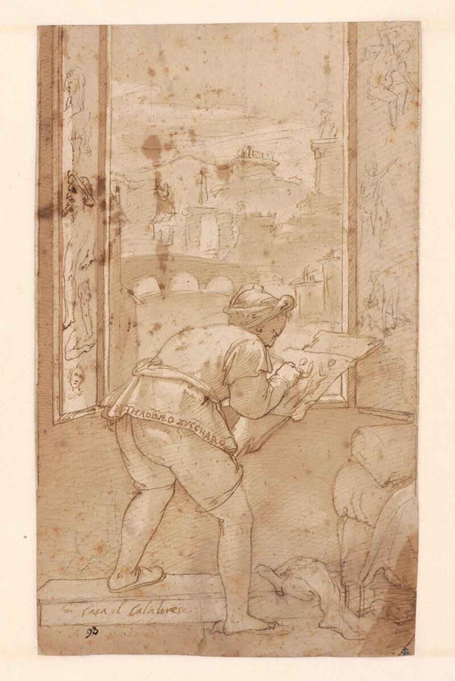 Taddeo Zuccaro Drawing by Moonlight in Calabrese's House