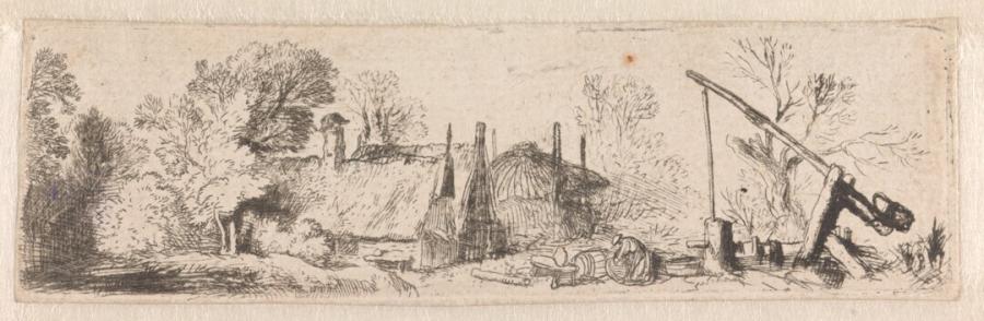 Landscape with Cottages, a Hay Barn and a Well