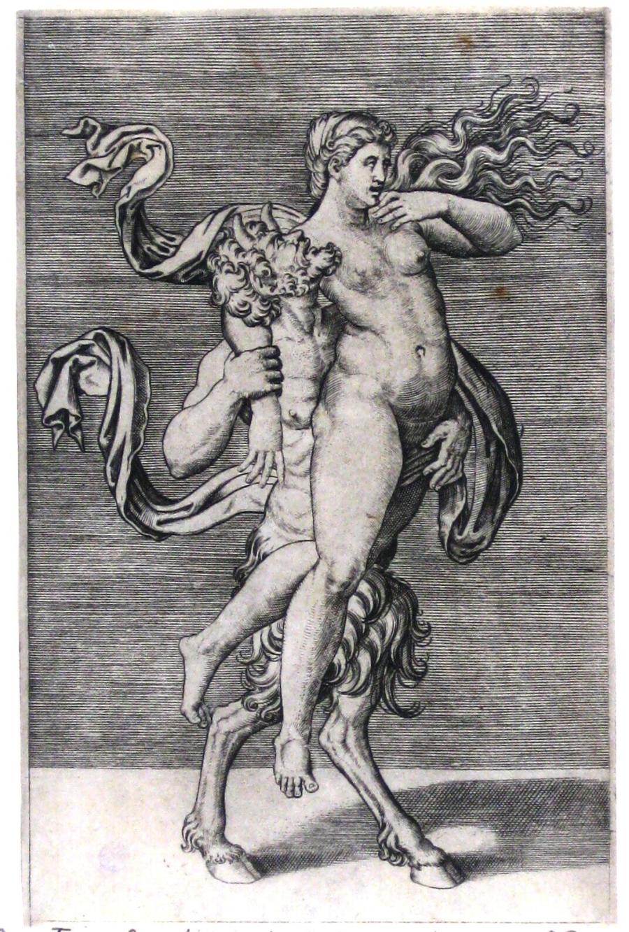 Satyr die een nimf draagt