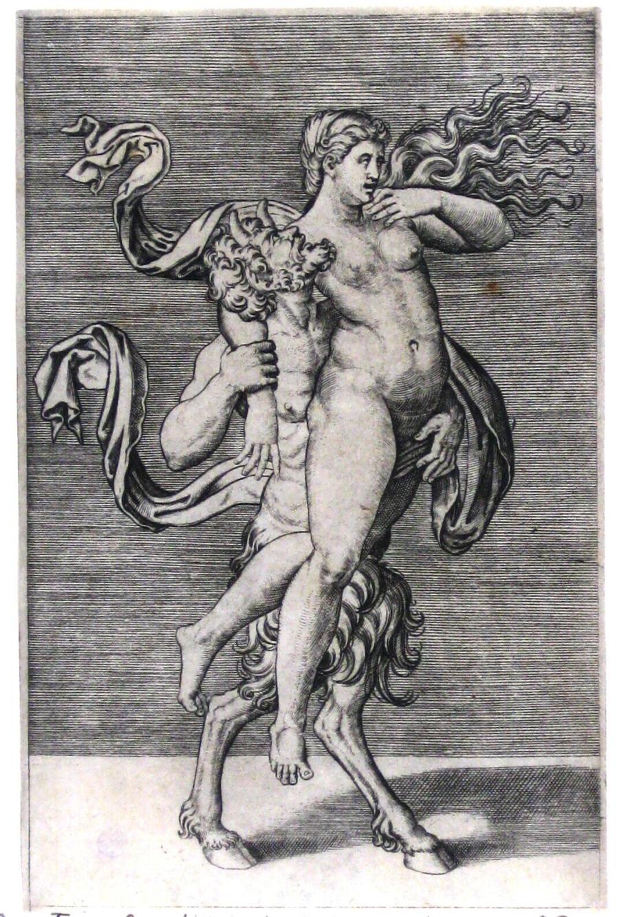 Satyr die een nimf draagt